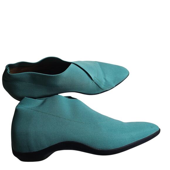 John Fluevog Shoes 8.5 Teal Blue Pointed Toe Dress Flats Designer - Picture 6 of 10
